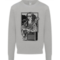 Electric Guitar Mona Lisa Rock Music Player Kids Sweatshirt Jumper Sports Grey