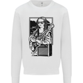 Electric Guitar Mona Lisa Rock Music Player Kids Sweatshirt Jumper White