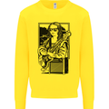 Electric Guitar Mona Lisa Rock Music Player Kids Sweatshirt Jumper Yellow