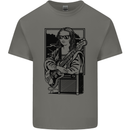 Electric Guitar Mona Lisa Rock Music Player Kids T-Shirt Childrens Charcoal