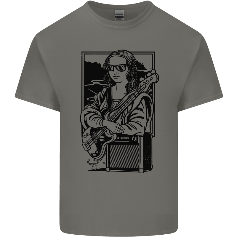 Electric Guitar Mona Lisa Rock Music Player Kids T-Shirt Childrens Charcoal