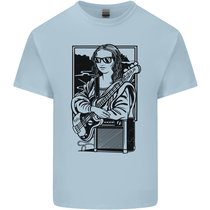 Electric Guitar Mona Lisa Rock Music Player Kids T-Shirt Childrens Light Blue