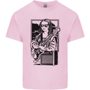Electric Guitar Mona Lisa Rock Music Player Kids T-Shirt Childrens Light Pink