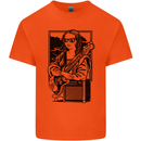 Electric Guitar Mona Lisa Rock Music Player Kids T-Shirt Childrens Orange