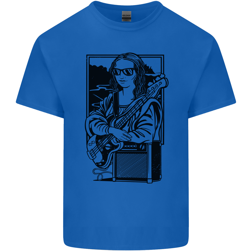 Electric Guitar Mona Lisa Rock Music Player Kids T-Shirt Childrens Royal Blue