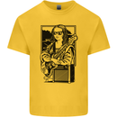 Electric Guitar Mona Lisa Rock Music Player Kids T-Shirt Childrens Yellow