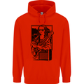 Electric Guitar Mona Lisa Rock Music Player Mens 80% Cotton Hoodie Bright Red