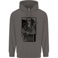 Electric Guitar Mona Lisa Rock Music Player Mens 80% Cotton Hoodie Charcoal