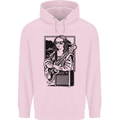 Electric Guitar Mona Lisa Rock Music Player Mens 80% Cotton Hoodie Light Pink