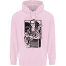 Electric Guitar Mona Lisa Rock Music Player Mens 80% Cotton Hoodie Light Pink