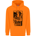 Electric Guitar Mona Lisa Rock Music Player Mens 80% Cotton Hoodie Orange