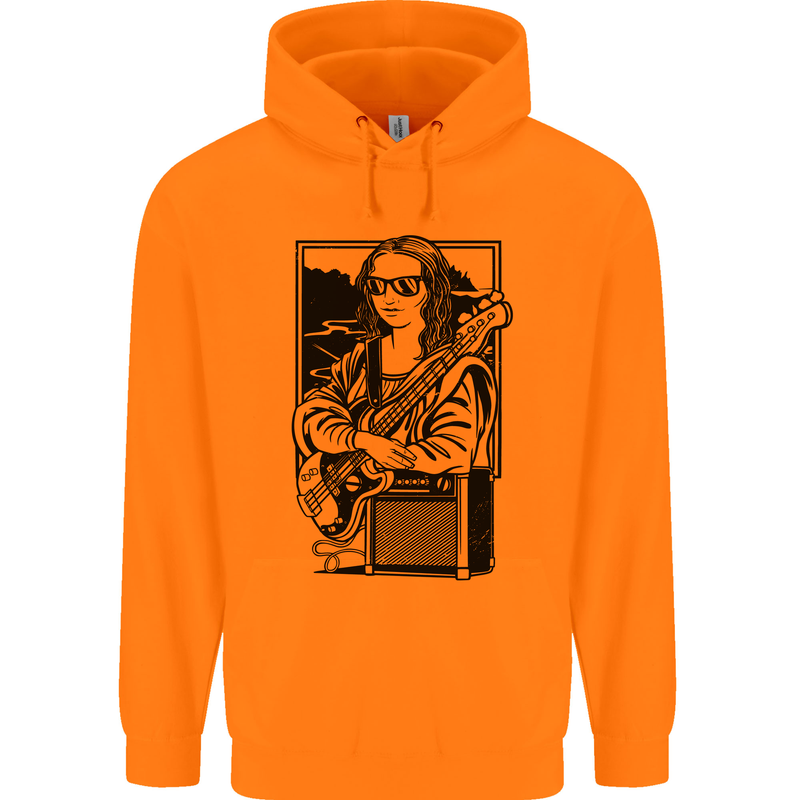 Electric Guitar Mona Lisa Rock Music Player Mens 80% Cotton Hoodie Orange