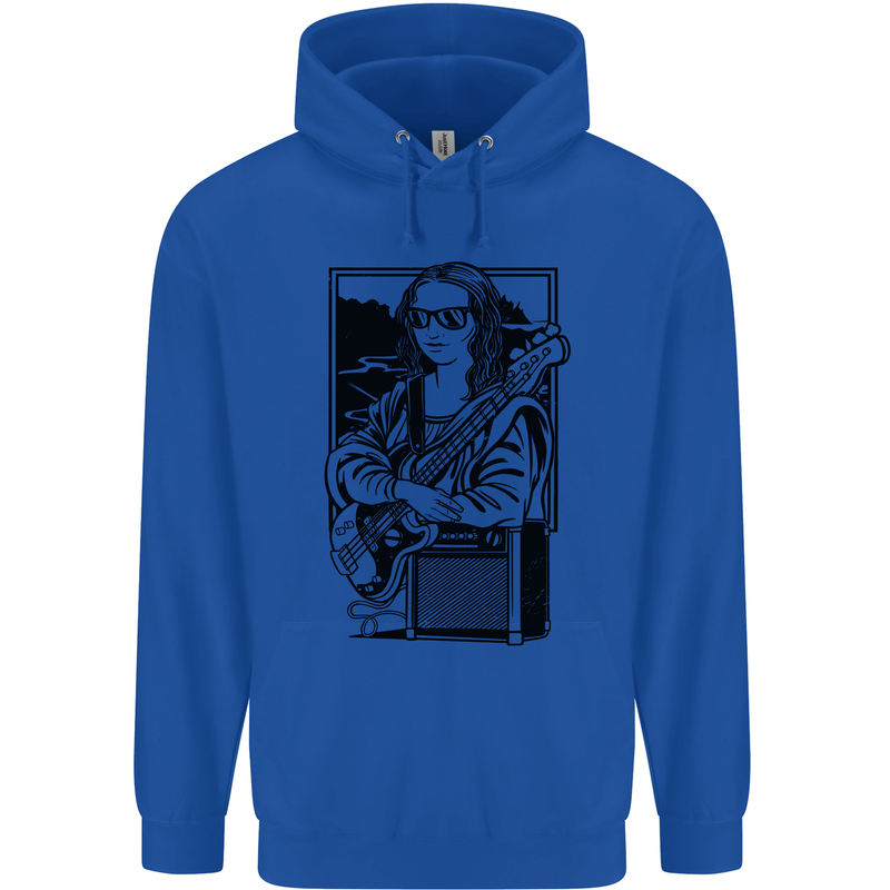 Electric Guitar Mona Lisa Rock Music Player Mens 80% Cotton Hoodie Royal Blue