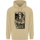 Electric Guitar Mona Lisa Rock Music Player Mens 80% Cotton Hoodie Sand
