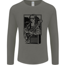 Electric Guitar Mona Lisa Rock Music Player Mens Long Sleeve T-Shirt Charcoal
