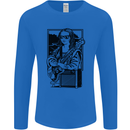 Electric Guitar Mona Lisa Rock Music Player Mens Long Sleeve T-Shirt Royal Blue