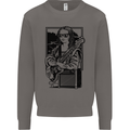Electric Guitar Mona Lisa Rock Music Player Mens Sweatshirt Jumper Charcoal