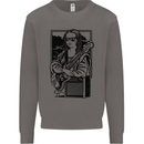 Electric Guitar Mona Lisa Rock Music Player Mens Sweatshirt Jumper Charcoal