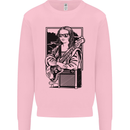 Electric Guitar Mona Lisa Rock Music Player Mens Sweatshirt Jumper Light Pink