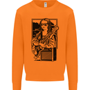 Electric Guitar Mona Lisa Rock Music Player Mens Sweatshirt Jumper Orange