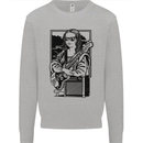 Electric Guitar Mona Lisa Rock Music Player Mens Sweatshirt Jumper Sports Grey