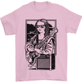 Electric Guitar Mona Lisa Rock Music Player Mens T-Shirt 100% Cotton Light Pink