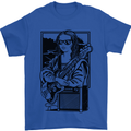Electric Guitar Mona Lisa Rock Music Player Mens T-Shirt 100% Cotton Royal Blue