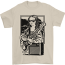 Electric Guitar Mona Lisa Rock Music Player Mens T-Shirt 100% Cotton Sand