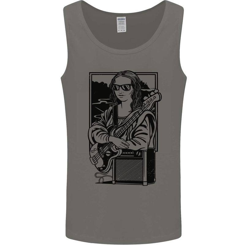 Electric Guitar Mona Lisa Rock Music Player Mens Vest Tank Top Charcoal