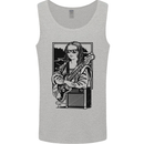 Electric Guitar Mona Lisa Rock Music Player Mens Vest Tank Top Sports Grey