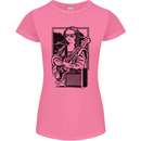 Electric Guitar Mona Lisa Rock Music Player Womens Petite Cut T-Shirt Azalea