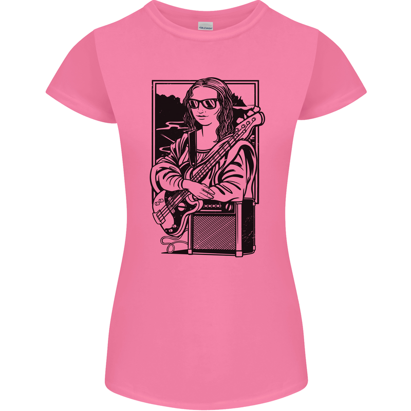 Electric Guitar Mona Lisa Rock Music Player Womens Petite Cut T-Shirt Azalea