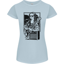 Electric Guitar Mona Lisa Rock Music Player Womens Petite Cut T-Shirt Light Blue