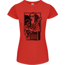 Electric Guitar Mona Lisa Rock Music Player Womens Petite Cut T-Shirt Red