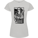 Electric Guitar Mona Lisa Rock Music Player Womens Petite Cut T-Shirt Sports Grey