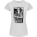 Electric Guitar Mona Lisa Rock Music Player Womens Petite Cut T-Shirt White