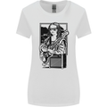 Electric Guitar Mona Lisa Rock Music Player Womens Wider Cut T-Shirt White