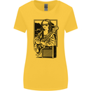 Electric Guitar Mona Lisa Rock Music Player Womens Wider Cut T-Shirt Yellow