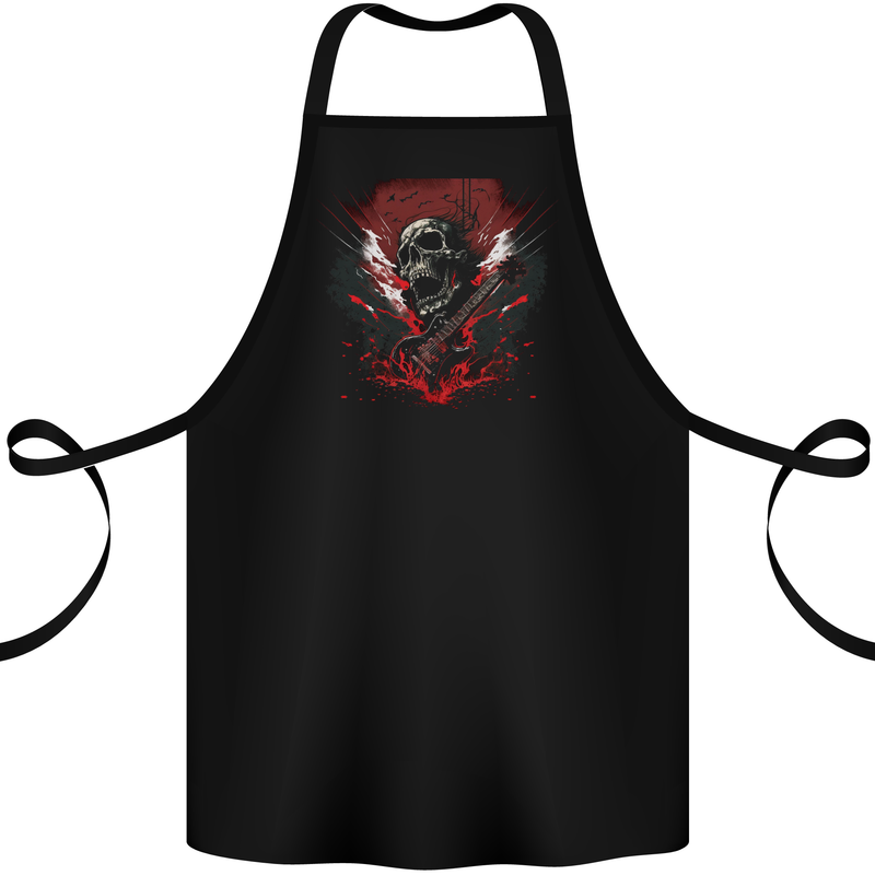 Electric Guitar Skull Heavy Metal Rock Music Cotton Apron 100% Organic Black