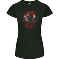 Electric Guitar Skull Heavy Metal Rock Music Womens Petite Cut T-Shirt Black