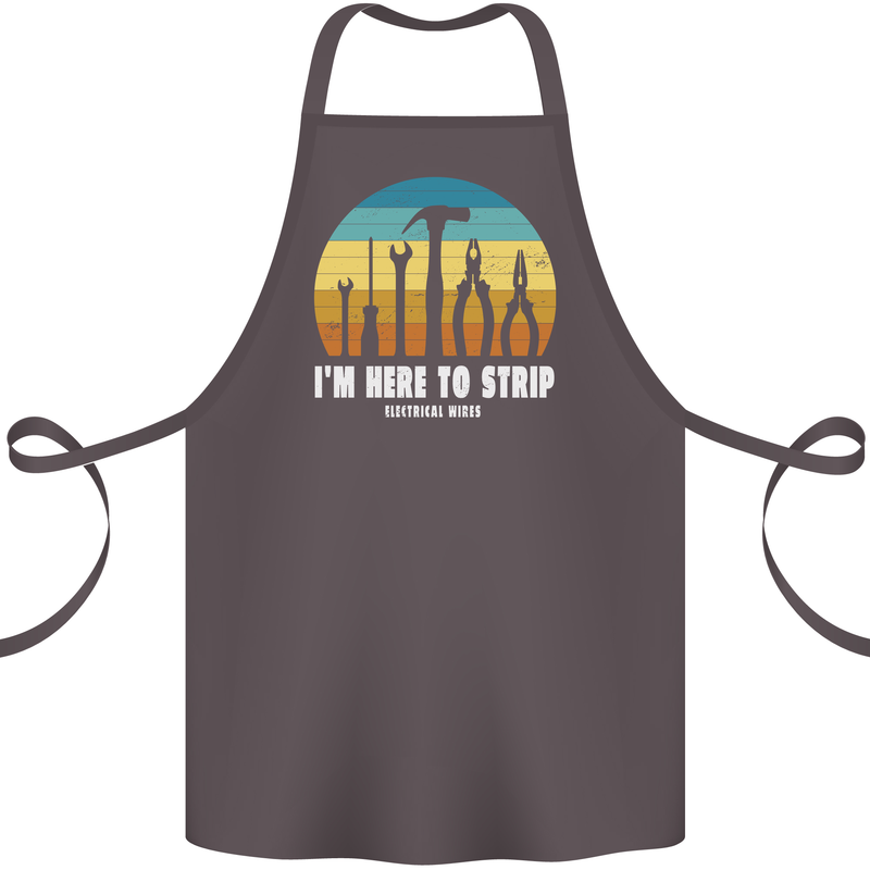Electrician Here to Strip Funny Sparky Cotton Apron 100% Organic Dark Grey
