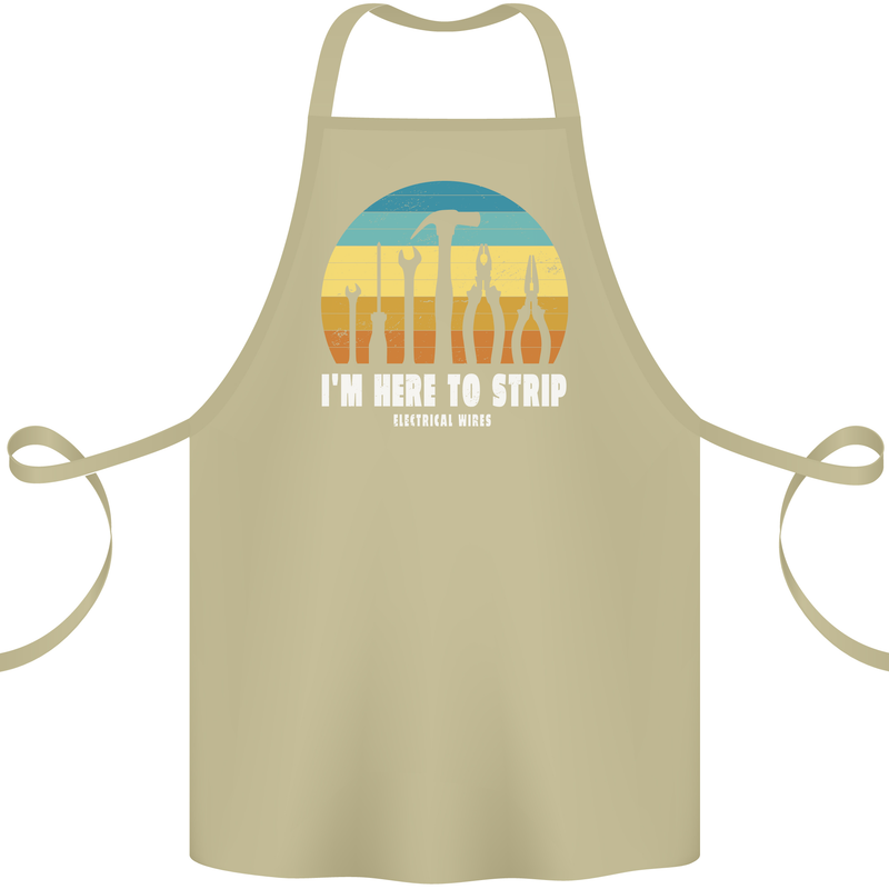 Electrician Here to Strip Funny Sparky Cotton Apron 100% Organic Khaki