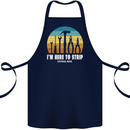 Electrician Here to Strip Funny Sparky Cotton Apron 100% Organic Navy Blue