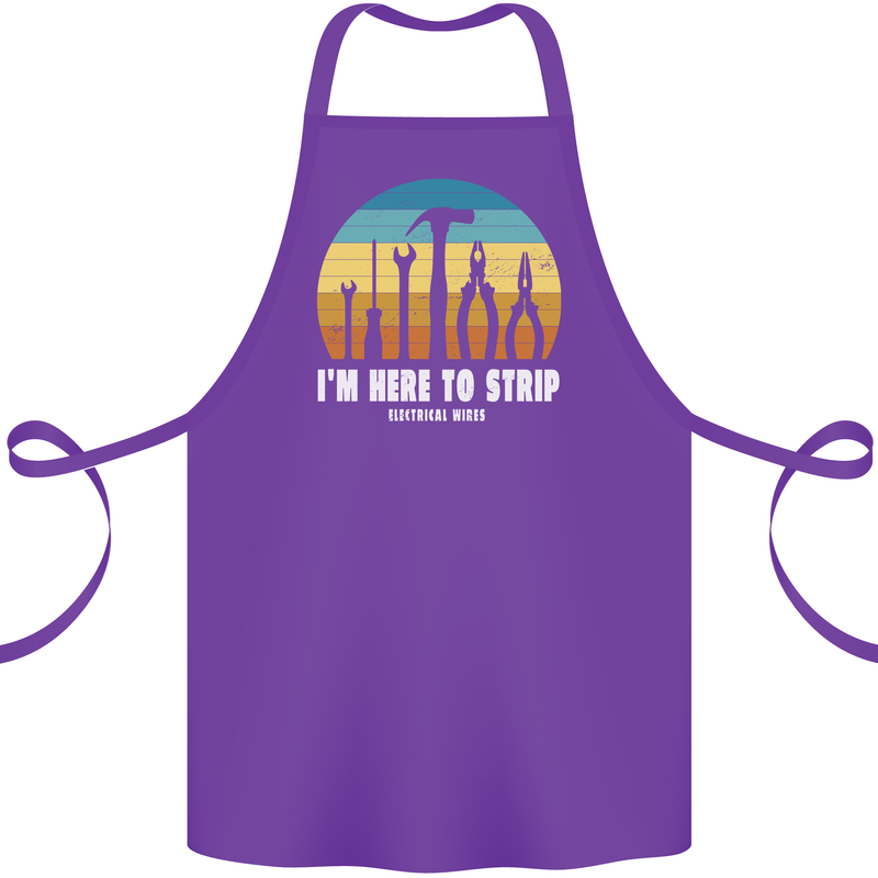 Electrician Here to Strip Funny Sparky Cotton Apron 100% Organic Purple
