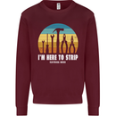 Electrician Here to Strip Funny Sparky Kids Sweatshirt Jumper Maroon