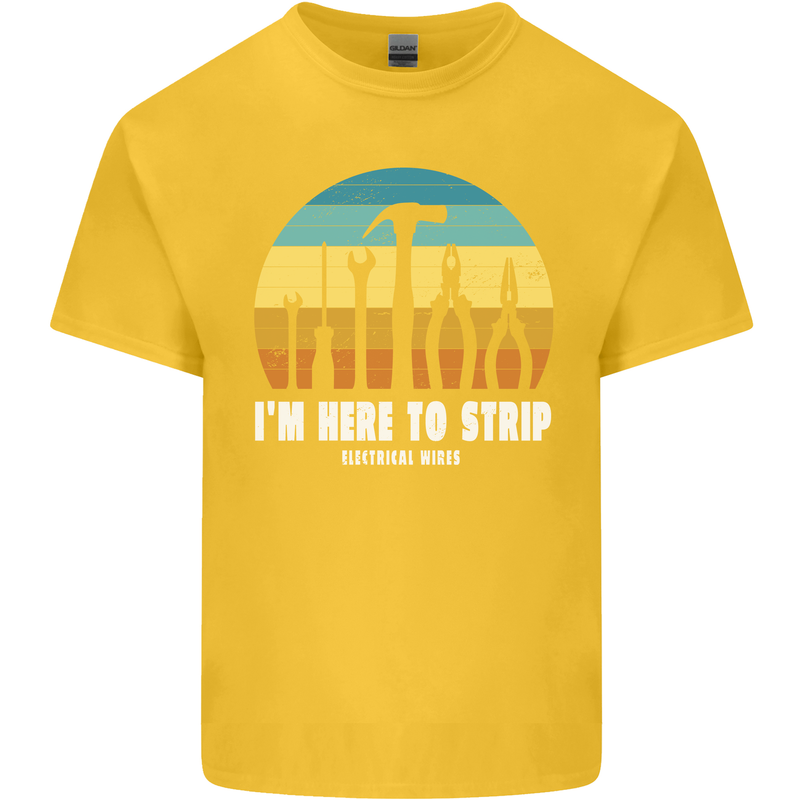 Electrician Here to Strip Funny Sparky Kids T-Shirt Childrens Yellow