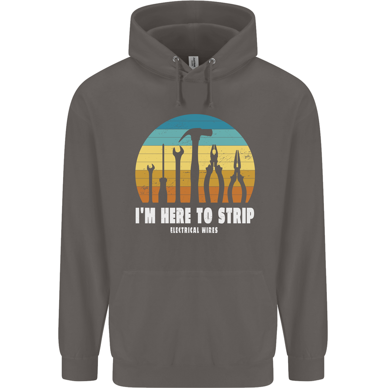 Electrician Here to Strip Funny Sparky Mens 80% Cotton Hoodie Charcoal