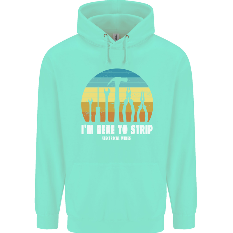 Electrician Here to Strip Funny Sparky Mens 80% Cotton Hoodie Peppermint