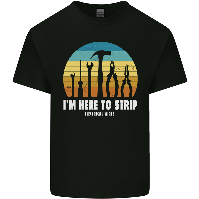 Electrician Here to Strip Funny Sparky Mens Cotton T-Shirt Tee Top Black