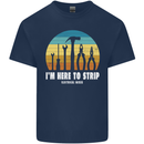Electrician Here to Strip Funny Sparky Mens Cotton T-Shirt Tee Top Navy Blue